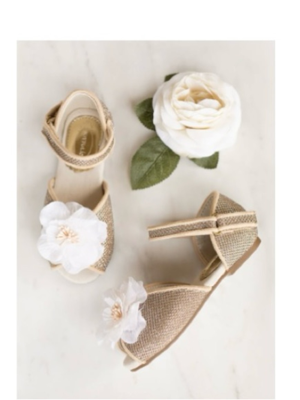 NWT Mercedes Peep Toe Flats in Gold size 3 girls by Joyfolie